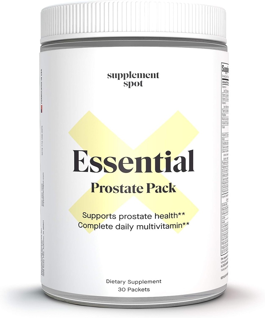 Paquete de salud de próstata esencial - Suplementos multivitamínicos diarios para hombres w/Saw Palmetto, vitaminas, minerales - Multivitamínico diario para hombres para apoyar la próstata &amp; salud general - 30 paquetes