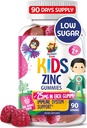 Zinc Gummies para niños - Chewable Zinc Gummy Suplemento para niños Immune Support - Bajo Azúcar Natural Antioxidante No GMO Vitamina Chewables para niños pequeños y adolescentes - 90 Gummies