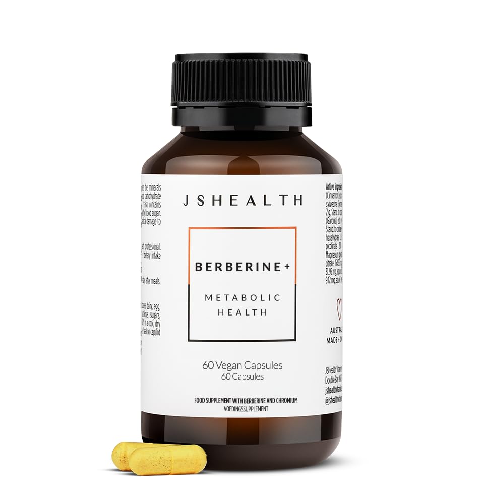 JSHealth Vitamins Berberine+ Formula — Berberine Supplement for Metabolic Health — Vegan, Gluten-Free " Non-GMO. (60 Tablets)