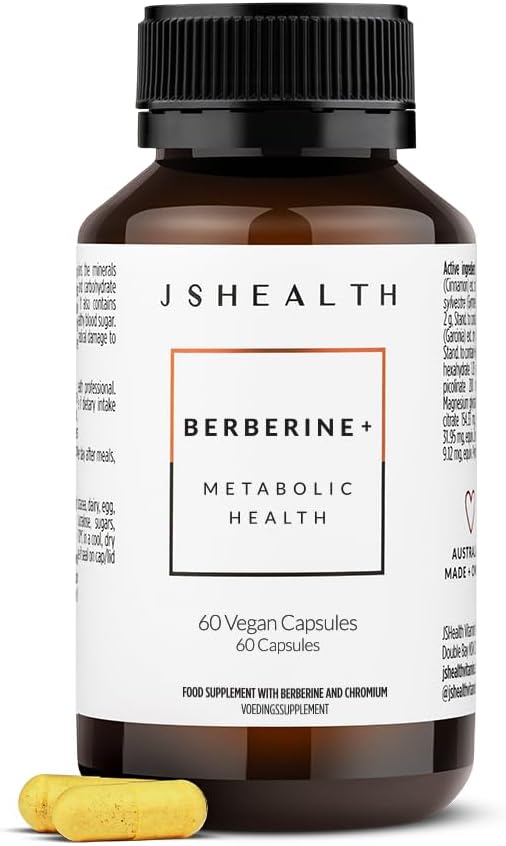 JSHealth Vitamins Berberine+ Formula — Berberine Supplement for Metabolic Health — Vegan, Gluten-Free " Non-GMO. (60 Tablets)