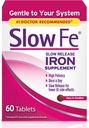 Suplemento de hierro lento de 45 mg para la deficiencia de hierro, liberación lenta, alta potencia, tablas fáciles de absorber - 60 cuenta
