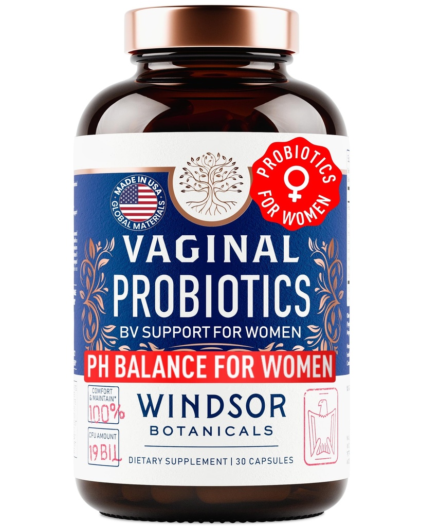 Probióticos vaginales para mujeres - 19Bil CFU, Once Daily Lactobacillus Salivarius Probiotic for PH Balance, Digestive, Gut Health - Complejo de Equilibrio Femenino para Mujeres Suplementos de Apoyo BV - 30 cápsulas