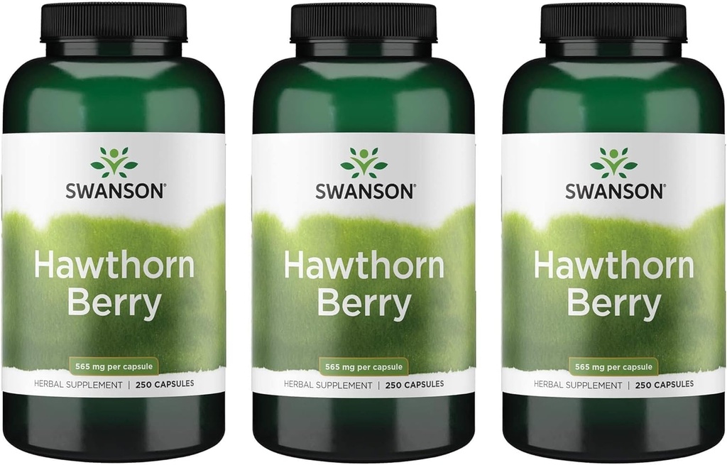 Swanson Hawthorn Berry Suplemento- Flavonoides Antioxidantes (250 cápsulas, 565 mg cada uno) 3 Pack