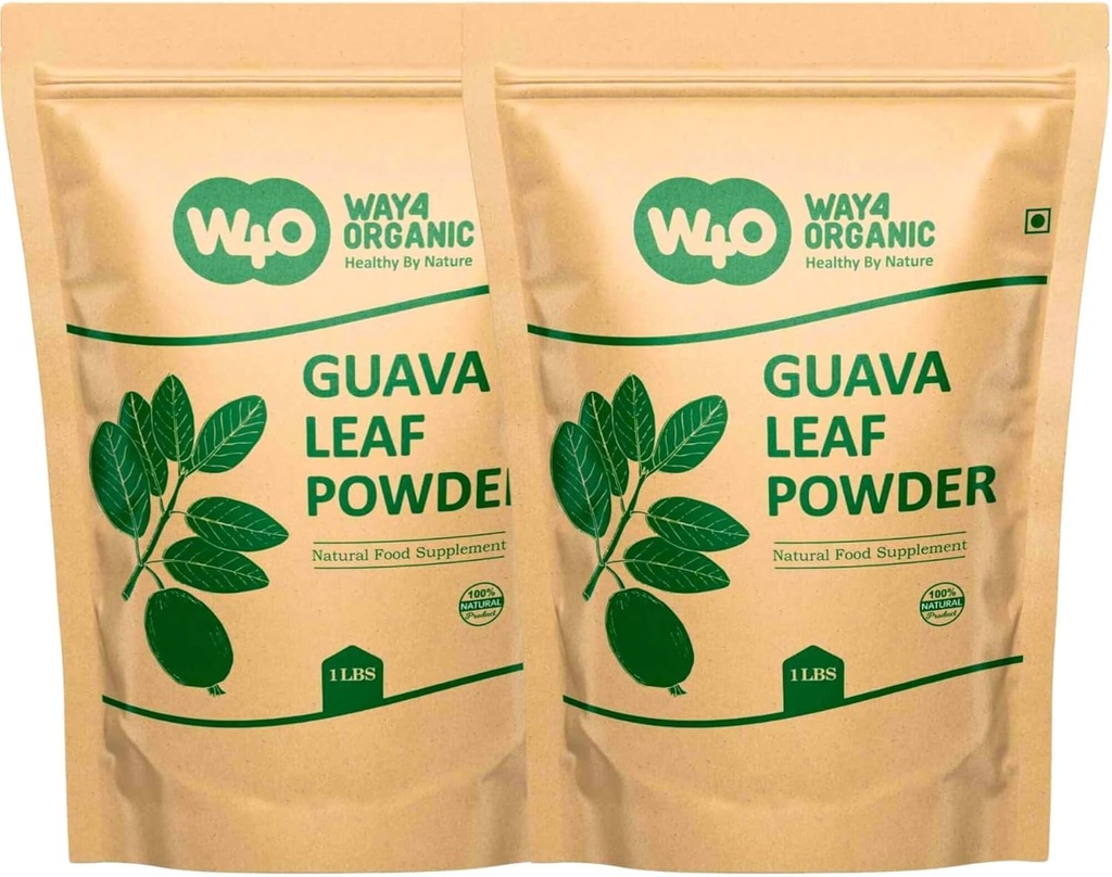 Guava Leaf Powder (100% natural &amp; puro), Guava Leaf Tea, Hair Re-Growth, Skin & Nails, No Preservatives, 100% Pure Guava Leaves (Pack of 2)