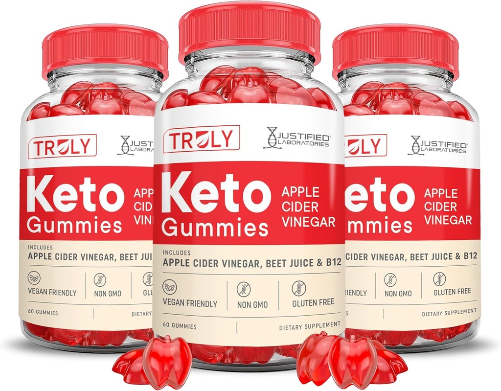 (3 Pack) Truly Keto ACV Gummies Advanced Formula 1000MG Truly Keto Gummies Apple Cider Vinegar Formulated with Pomegranate Beet Juice Powder B12 Vegan Non GMO 180 Gummys
