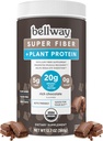 Bellway Super Fiber + Protein Powder, Psillium orgánico libre de azúcar Hierro Suplemento Polvo con 20g Proteína vegetal por ser, Chocolate rico, 12.7 oz