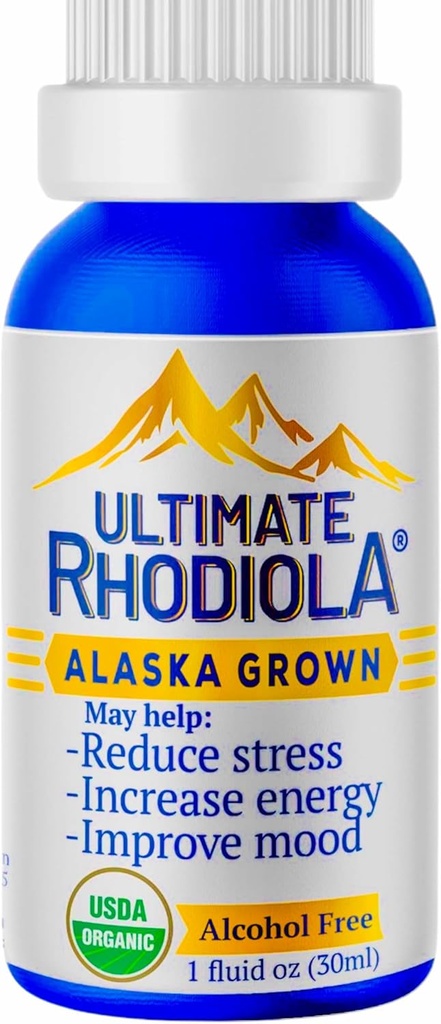 Ultimate Rhodiola®, Alaska Grown, Alcohol Free, Certified Organic, Rhodiola rosea Tincture, CO2 extracted, Reduce Stress, Improve Energy and Mood, adaptogen, nootropic, 3rd Party Tested