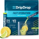 DripDrop Hydration Packets - Lime de limón - Single Serve Electrolytes Powder Drink Mix - Non-GMO, Gluten Free, Vegan - 32 Sticks