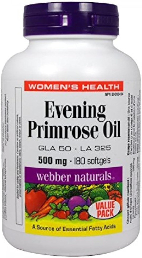 Webber Naturals Even Evening Primrose Oil 500mg 180 softgels