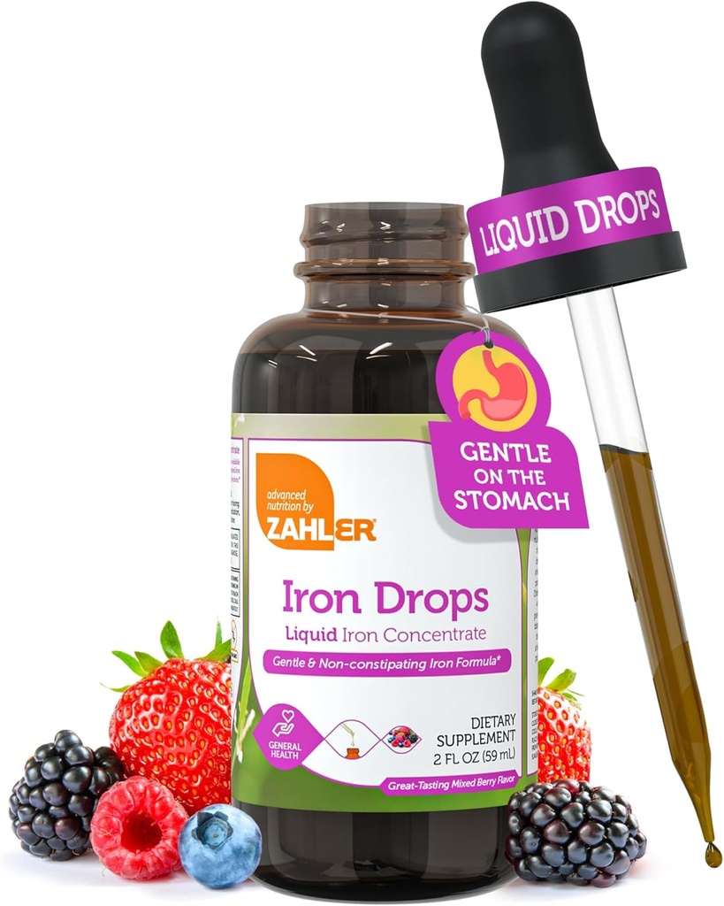 Zahler Iron Drops, Concentrado líquido, Fórmula de Hierro suave y no especificante, 2 Fl OZ