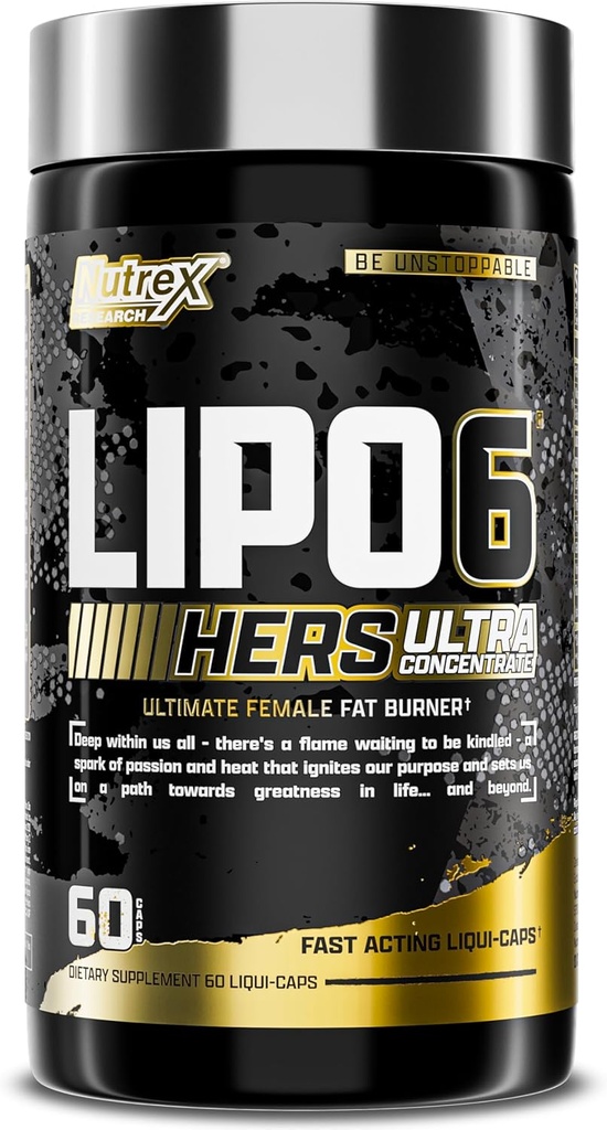 Nutrex Research Lipo-6 Black Hers Ultra Concentrate ← Píldoras para la pérdida de peso para las mujeres ¦ Fat Burner, Appetite Suppressant, Metabolism Booster para la pérdida de peso + pelo, piel, &amp; uñas Apoyo 60 píldoras dietéticas