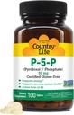 Country Life P-5-P Vitamin B6 – Bioavailable Pyridoxal-5-Phosphate Supplement for Energy, Nervous System Support, and Red Blood Cell Growth – Certified Gluten Free, Vegan, Non-GMO – 100 cápsulas