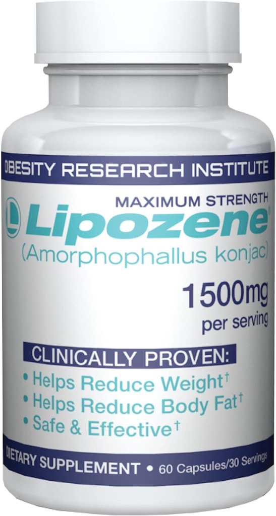 Lipozene Diet Pills - Suplemento de Pérdida de Peso - Appetite Suppressant- 1 Botella de 60 cápsulas para 30 Servimientos- No Caffeine