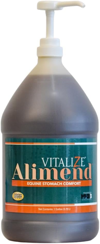 Vitalize Alimend - Horse Gastric & Equine Ulcer Support Solution, Probiotics & Digestive Supplements Alternative, Horse Weight Gain Supplement, 128 Fluid Ounce (3785ml)