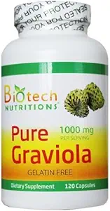 Puro Graviola Annona Muricata, 1000 mg Servir, 120 cápsulas vegetales