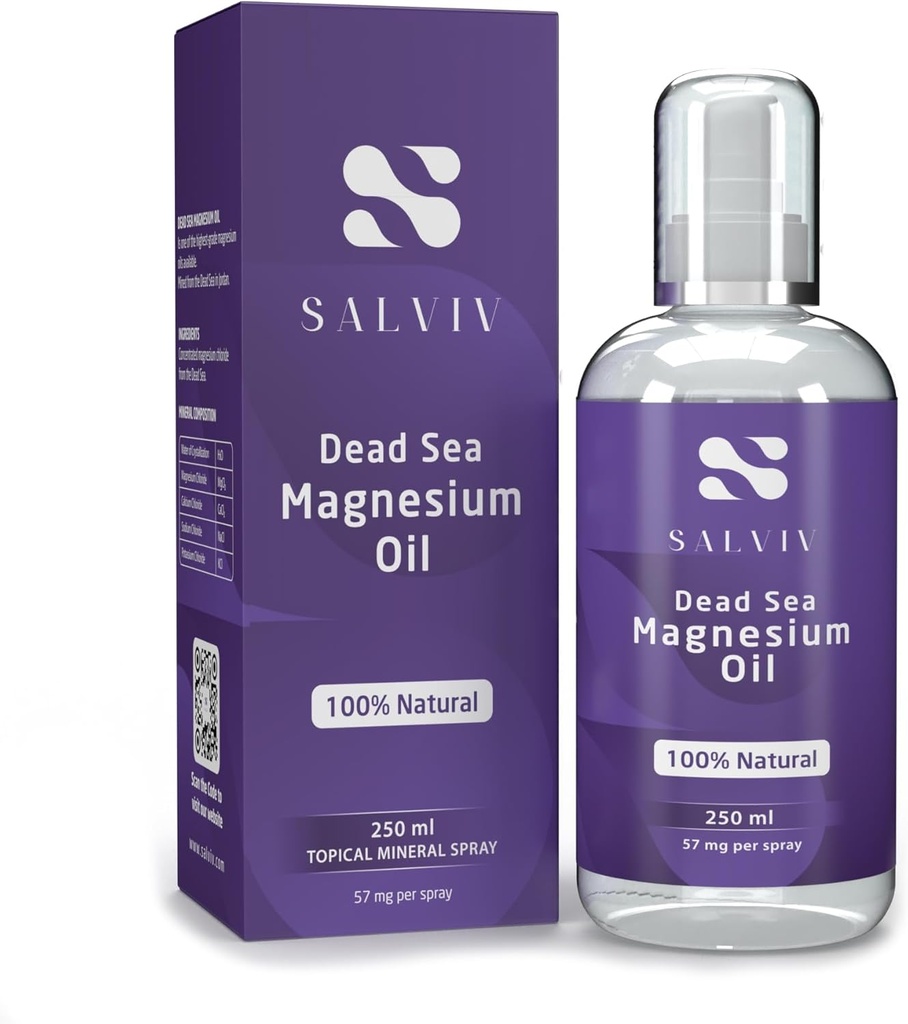 Natural Dead Sea Magnesium Oil Spray 8.45 fl oz - Pure Mineral Supplement from Jordan to Moderate Processes, Reduce Discomfort, and Promote Wellness
