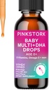 gotas multivitamínicas para bebés, gotas de vitaminas para bebés y niños pequeños con DHA, vitamina C, D, B12 y Choline para apoyar la salud cerebral y la función de inmunodeficiencia - 2 fl oz, 2 Month Supply
