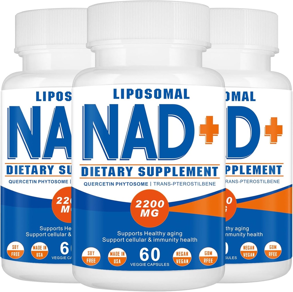 2200mg Liposomal NAD+ Suplemento, Suplemento NNAD de Energía Celular, Decomiso de Envejecimiento, 180 cápsulas