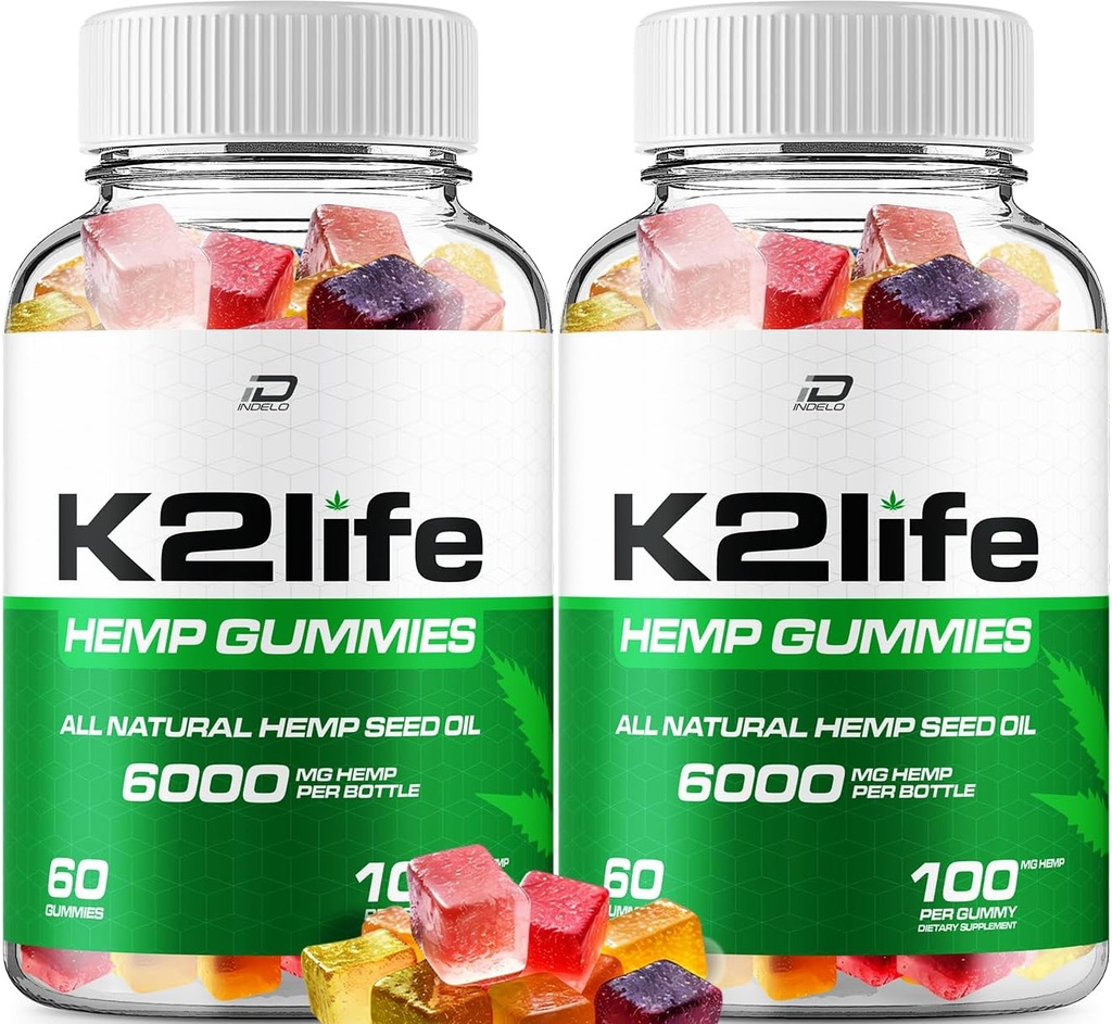 K2Life Hemp Gummies - con Hemp Seed Extract K2 Life Hemp Gummies Tinnitus Herbal Supplement, Health and Wellness Support, All Natural K2Life Hemp Gummy Advanced Formula (2 Pack - 120 Gummies)