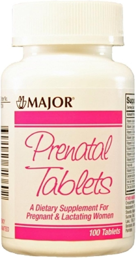 Principales Farmacéuticos Mayor PRENATAL TABS ASCORBIC ACID-100 MCG Pink 100 Tabletas UPC 309045313602