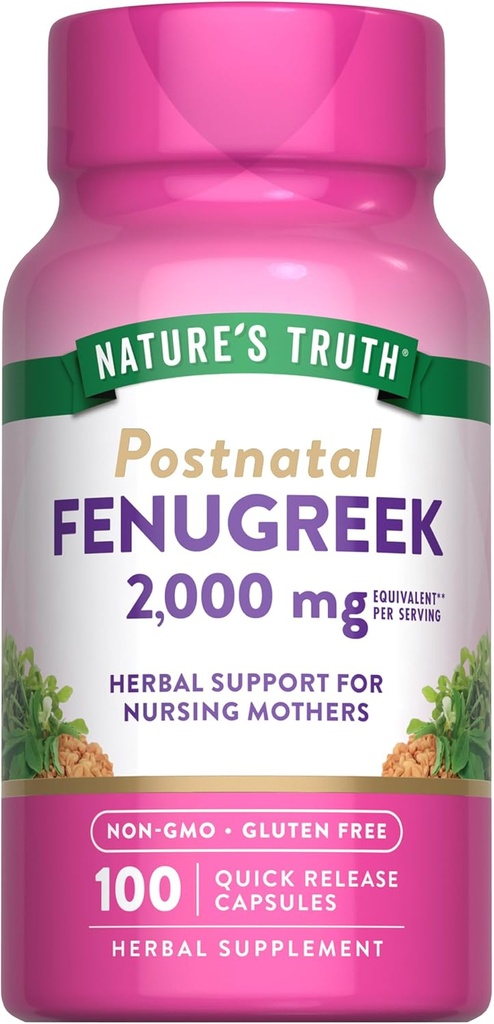 La verdad de la naturaleza Fenugreek Seed Capsules for Women ← 2000mg Silencio 100 Conde Silencio No GMO y Gluten Suplemento Libre