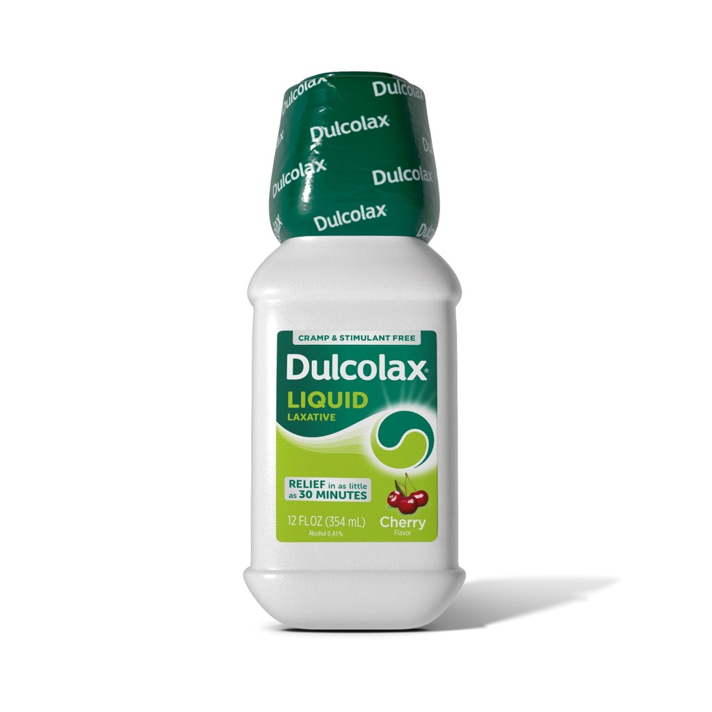 Dulcolax Saline Laxative Liquid, Fast & Gentle Constipation Relief, Natural Laxatives, Softens Stool, Cherry Flavor, Magnesium Hydroxide 1200 mg, 12 fl. oz.