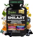 Shilajit para Hombres y Mujeres-Organic Himalayan Shilajit Capsules con Moss Mar, Aceite de Semillas Negras, Ashwagandha, Rhodiola Rosea, Burdock, Cordyceps Mushroom, Ginseng, Turmeric, Ginger, 120 cápsulas