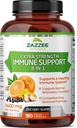 Zazzee Extra Strength 8-in-1 Immune Support, 1400 mg por cápsula, 180 cápsulas Vegan, 1000 mg Vitamina C, 1000 UI D3, Zinc, Elderberry, Echinacea, Goldenseal, Turmeric, Astragalus, Made in The USA