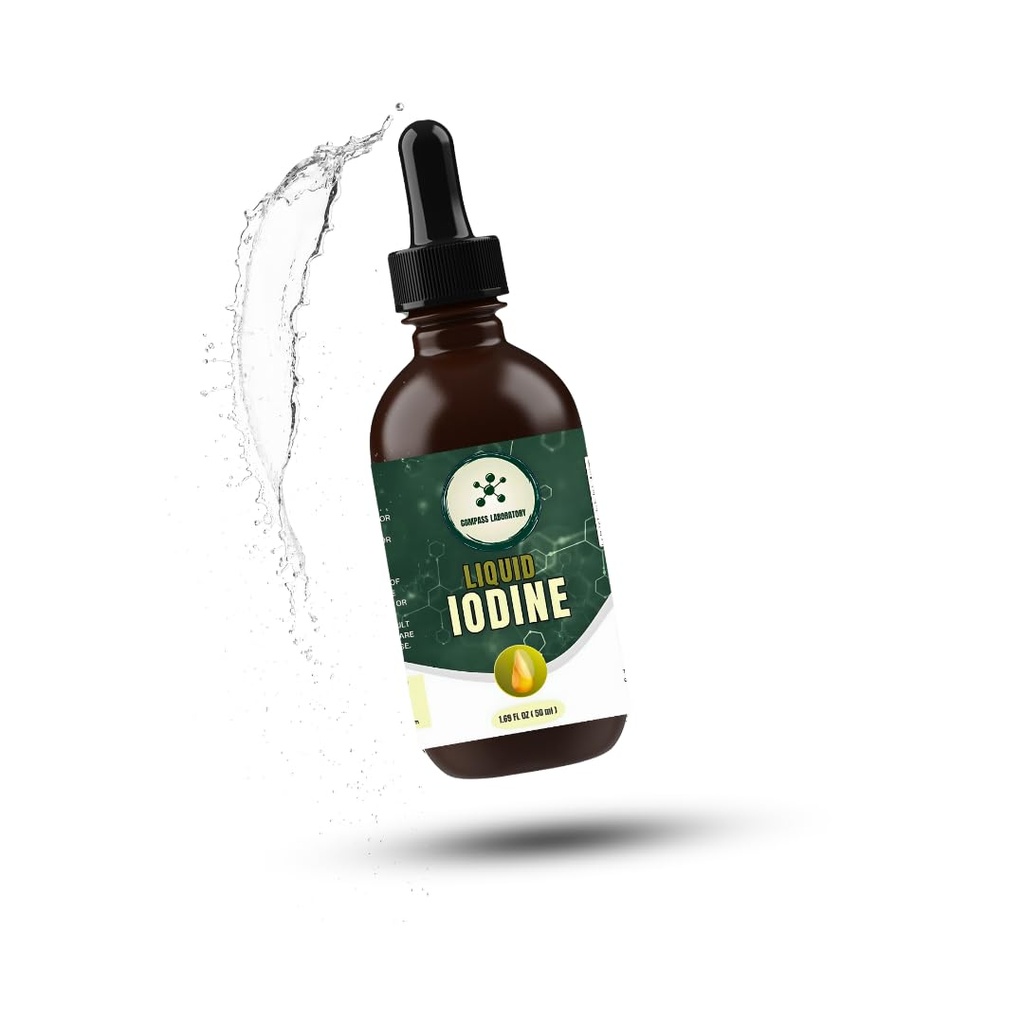 Compass Laboratory Iodine Liquid Drops TENIDO Clear &amp; Colorless Liquid TEN 50ml - 250mcg/Serving TENIDO Suplemento dietético de alta pureza
