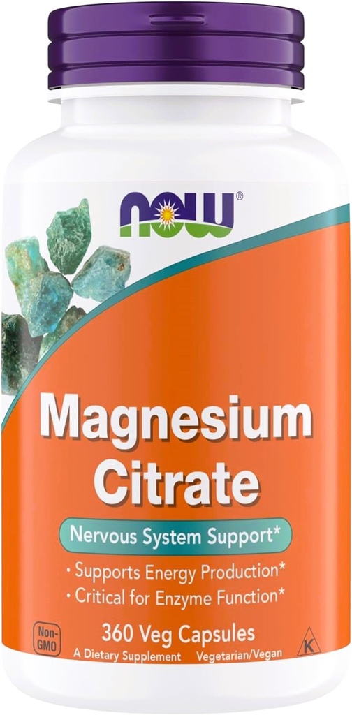 Ahora Suplementos, Citrato de Magnesio, Función de Enzima*, Soporte del Sistema Nervous*, Crítica para Función Enzima*, Gluten Free, Vegan, Kosher, No GMO 360 cápsulas vegetarianas (1)