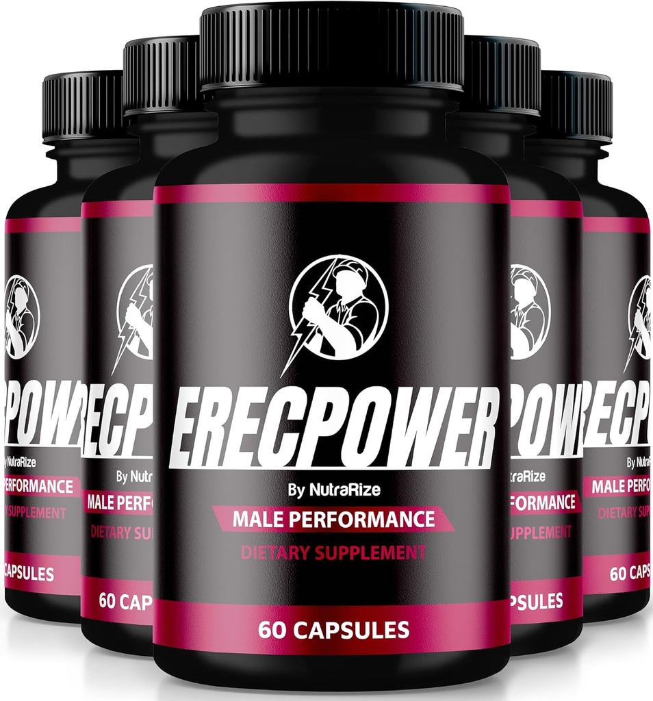 (5 Pack) ErecPower for Men, Official ErecPower Pills, Natural Male Supplement to Fuel Energy and Support General Health, Erec Power for Performance, Review (300 Capsules)