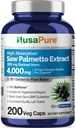 NusaPure Saw Palmetto 20:1 Extracto, 200 mg Equivalente a 4.000 mg por Veggie Caps 200 Conteo No GMO, Vegano, Vegetariano, Bioperina
