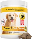 Amazing Omega 3 for Dogs - Omega 3 Fish Oil for Dogs Suplemento para Itchy Skin Relief for Dry Skin and Hot Spots and Shedding Coat with EPA and DHA Fatty Acids - 90 Salmon Soft Chews