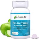 EZ derrite multivitamínicos disolubles sin hierro, 18 vitaminas " minerales incluyendo vitamina A, biotina, vitamina B12, vitamina C, vitamina D3, zinc y más, sin azúcar, 1 mes de suministro - 1 paquete