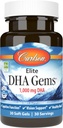 Carlson - Elite DHA Gems, 1000 mg DHA, soporta la función cerebral saludable & Vision, 30 geles blandos