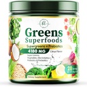 Greens Powder Superfood - Premium Organic Super Greens Juice Powder - Empaquetado con Probióticos, Wheat Grass, Enzymes, Spirulina, Clorella para Salud Digestiva " Gut, Smoothie Drink Mix - 28 Servings