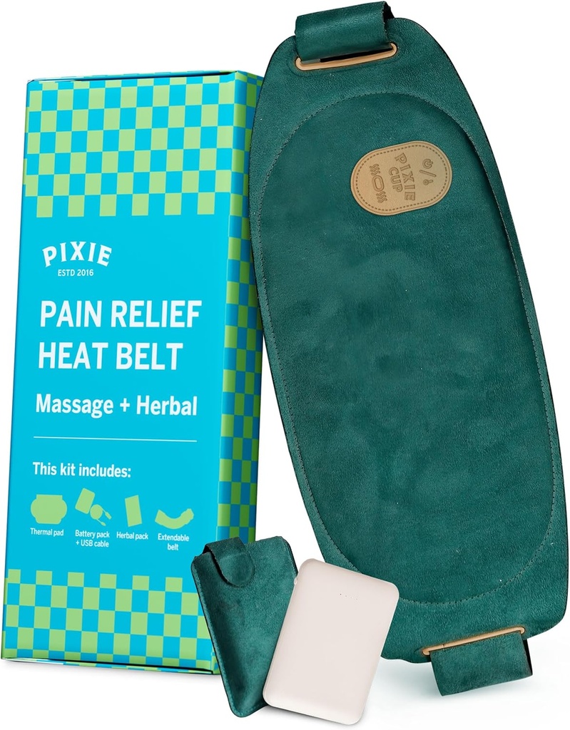 Pixie Periodo Calefacción Pad para Calambres - Espesor Calefable - Innotable Bajo Ropa - Mejor Dispositivo de Cinturón de Alivio de Dolor Portable con Calor en el Mercado - Horas de Alivio de Dolor Menstrual
