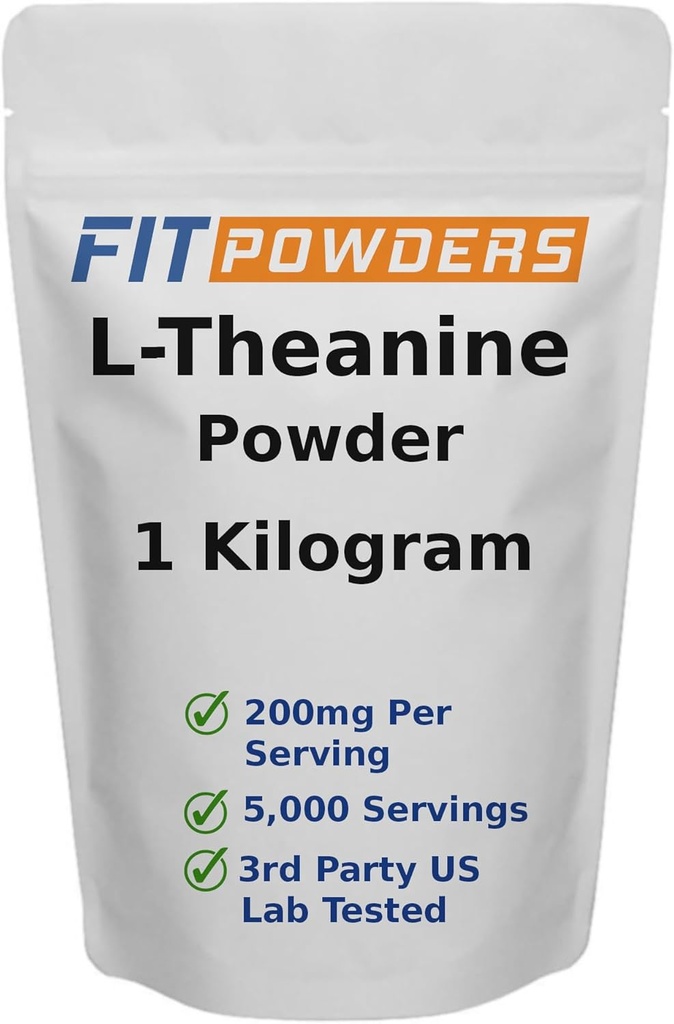 L-Theanine Powder 100% Puro, No-GMO, Vegan, Gluten Suplemento de Polvo Teanino Libre (Multiple Sizes) Mood and Cognitive, Stress Relief and Relaxation, Scoop Included (1 Kilogram)