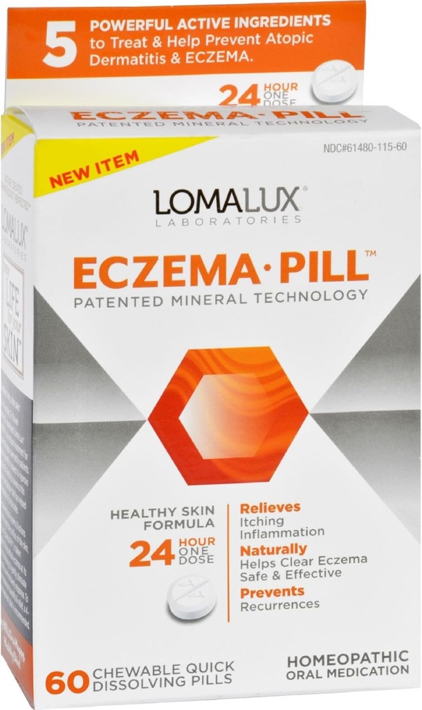 Loma Lux Laboratories Acne Eczema - Chewable - Quick Dissolving - 60 Cuenta