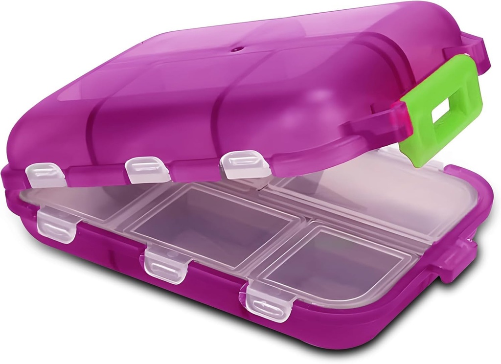 Travel Pill Box – Travel Pill Organizer – Compact Portable Pill Case with 10 Compartments – Pill Case for Purse, Pocket – Durable Daily Pill Organizer for Vitamins, Supplements (Pink)