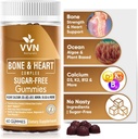 Gaviota de Calcio Gummies K2 Suplemento de vitamina con MK-7 &amp; Vitamina D3, Magnesio & 13 Trace Minerals, Apoyo a la Densidad de los Huesos Silencio Planta Basada en B12 - Bone & Heart Complex, 60 ct.