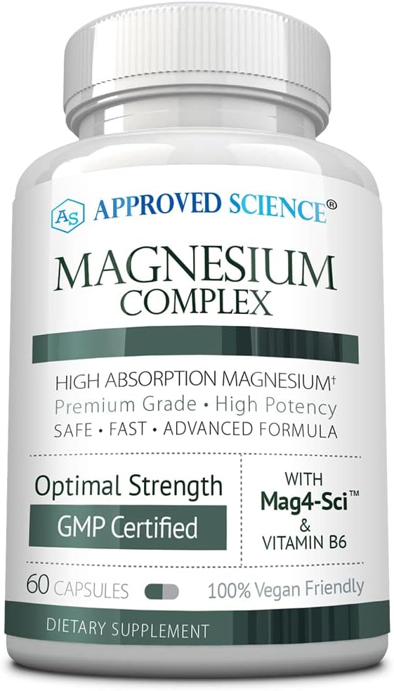 Complejo de Magnesio de Ciencia Aprobado - Bisglycinate de Magnesio, Malato, Citrato y Oxido, Corazón, Dolores de Cabeza, Calambres, Energía - Alta Absorción - 60 Capsules - 1 Mes de Suministro - No GMO, Vegan