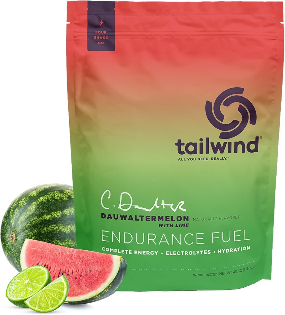 Tailwind Nutrition Endurance Fuel, Carbohydrate &amp; Electrolyte Sports Drink Mix Powder, Gluten-Free, Vegan, Dauwaltermelon, 50 Servings