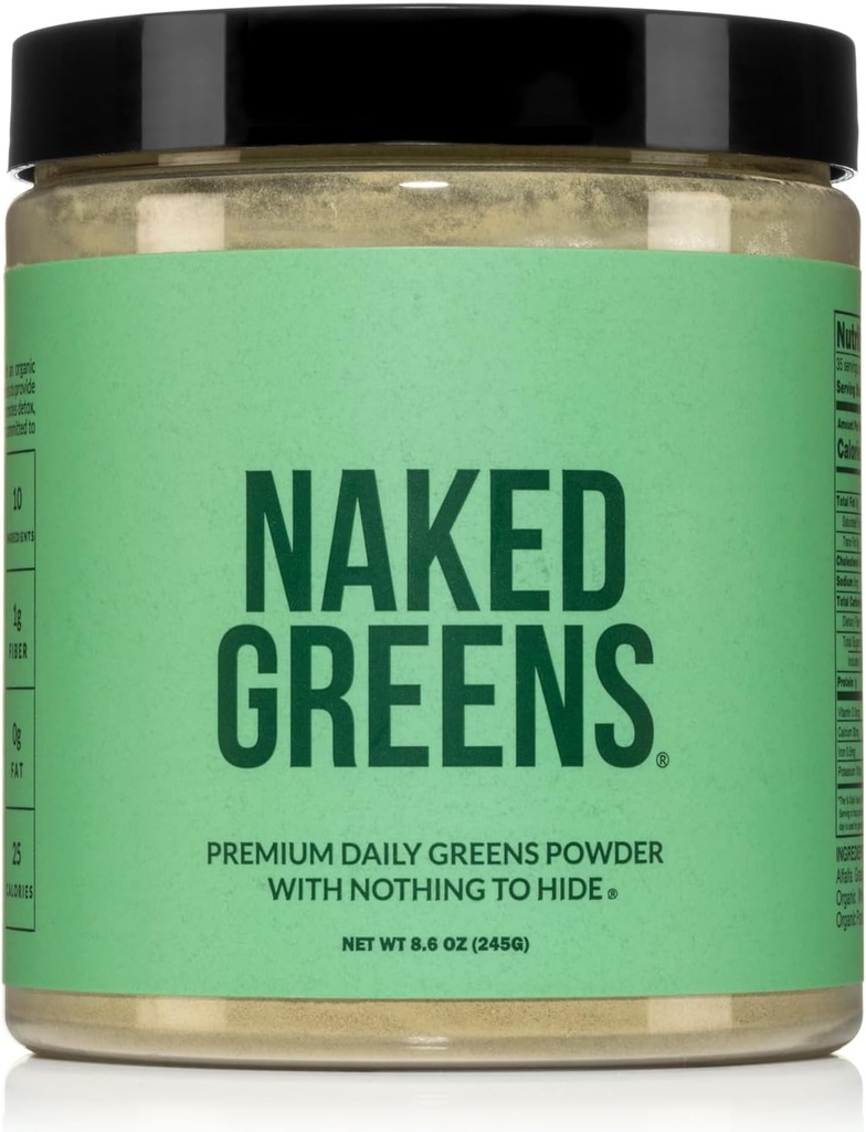 NAKED Super Greens Powder Organic Greens Suplemento - Sólo 10 Premium Ingredientes - Vegan, No GMO, Prebiótico y Probiótico - 35 Servimientos