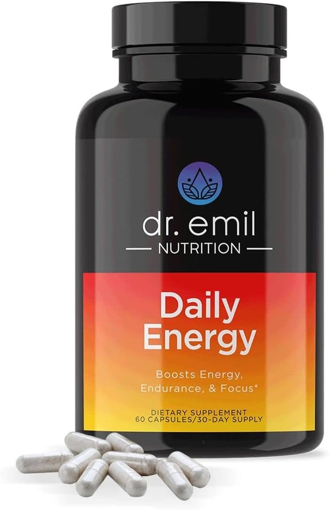 DR. EMIL NUTRITION Daily Energy Supplement - Sugar Free Energy Pills with 160mg Caffeine Por Serving - Energy Booster & Focus Supplement with Guarana Extract, L-Taurine & L-Theanine
