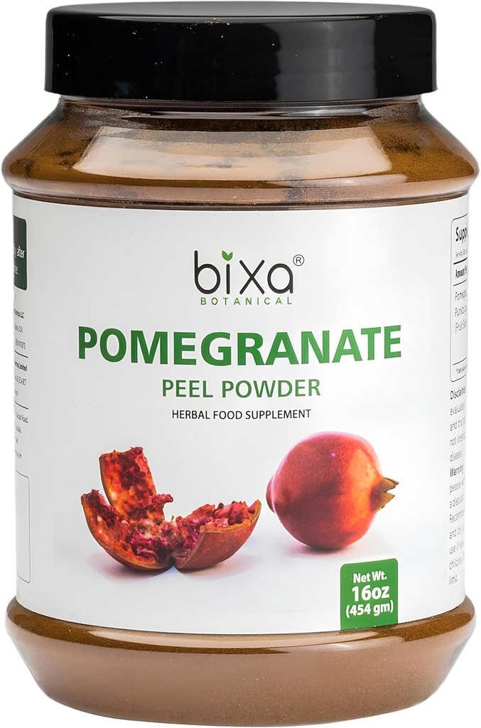 bixa BOTANICAL Pomegranate Peel Powder ← Herbal Tea, Skincare &amp; DIY Beauty TEN Punica Granatum, Ayurvedic Herbal Suplemento TEN Gluten Free, Non-GMO, Steam Treated, Vegan, 100% Pure ANTE 1 lb / 16oz