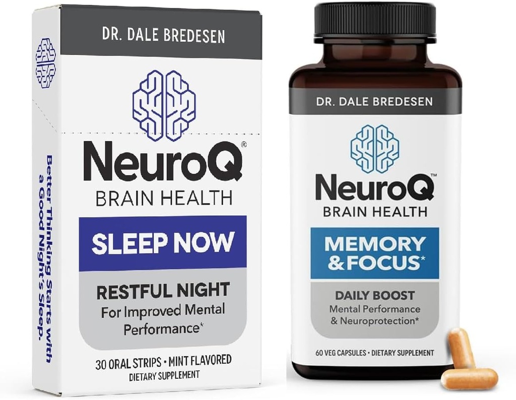 LifeSeasons NeuroQ Memory & Focus with SleepNow Strips - 24/7 Brain Health Support - Mejorar la función del sueño cognitivo - 30 Day Supply