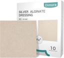 Dimora Upgrade 10 Packs Plata Antibacterial Alginate Wound Dressing Pads,No-Stick Sterile Gauze,Highly Absorbent & Comfortable,4'' x 4'' Patches