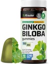 BIO KRAUTER Ginkgo Biloba Gummies - 90 Chews veganos - Ginkgo Biloba Suplementos para soporte cerebral - 120 mg Standardized Extract - Pectin-Based Formula
