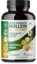 HERBALICIOUS Mullein Leaf Extract Verbascum Thapsus 20:1-200 Capsules - Natural Lung Detox Herbal Suplemento - Admite la salud respiratoria &amp; Immune, Lung Cleanse